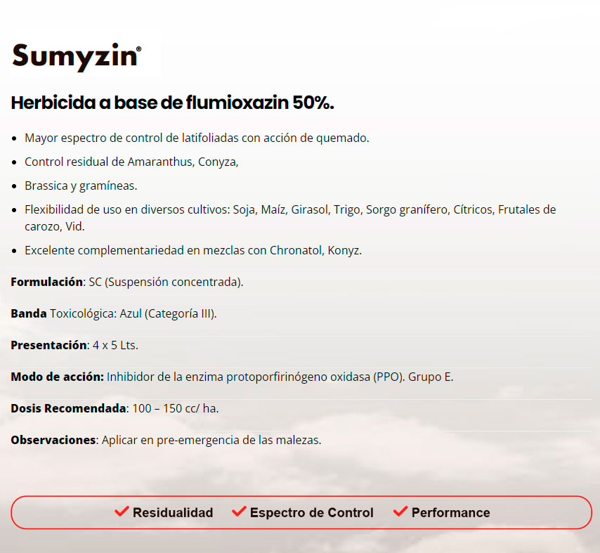 Sumyzin, herbicida a base de flumioxazin 50%
