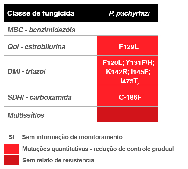 Tabela que mostra a classe de fungicidas. 
