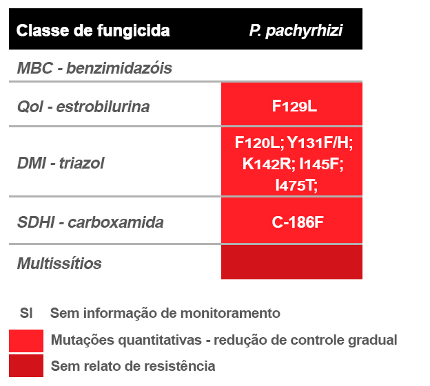 Tabela que mostra a classe de fungicidas.
