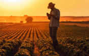 homem no campo utilizando o melhor herbicida